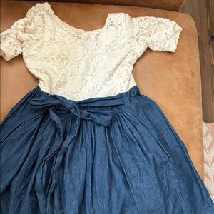 Five loaves Two Fish Lace and Denim Dress 7.  $120.00 new.